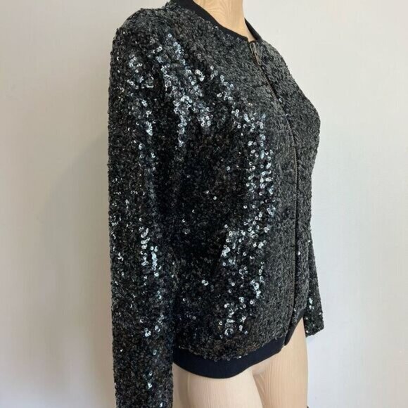 Gestuz Women’s XS Black Sequin Full Zip Party Jacket Coat Brand New NWT Holiday - Picture 2 of 16